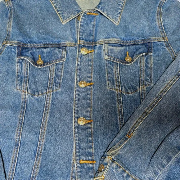 Hudson Trucker Jean Jacket Blue Denim Womens L XL Medium Wash New $215 Classic - Picture 7 of 14